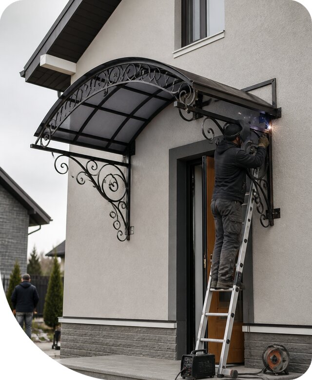Изготовление кованых козырьков для дома в Тамбове под заказ